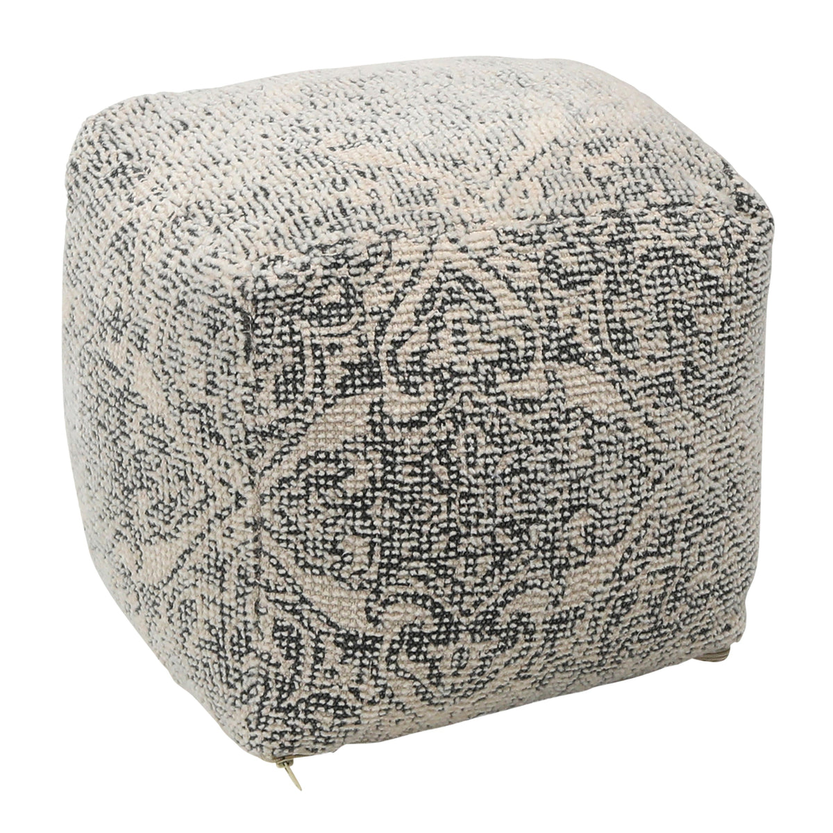 Maison Ivory and Charcoal Pouf