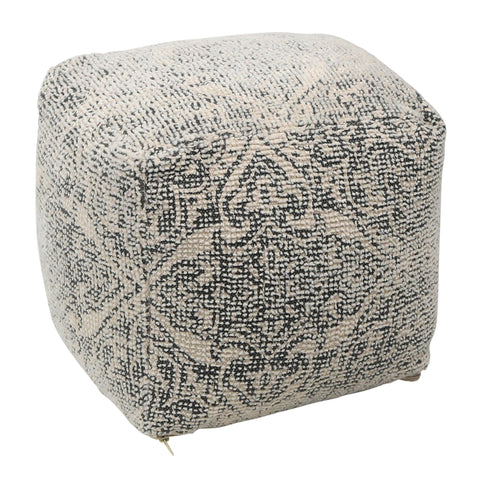 Maison Ivory and Charcoal Pouf