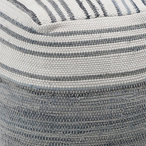 Meira Denim Blue and White Pouf