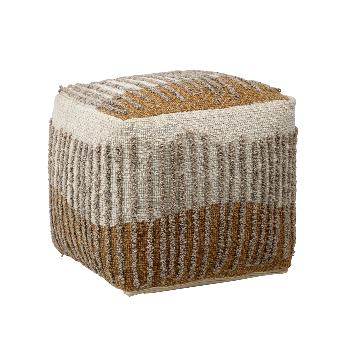 Eugene Dark Mustard and Beige Pouf