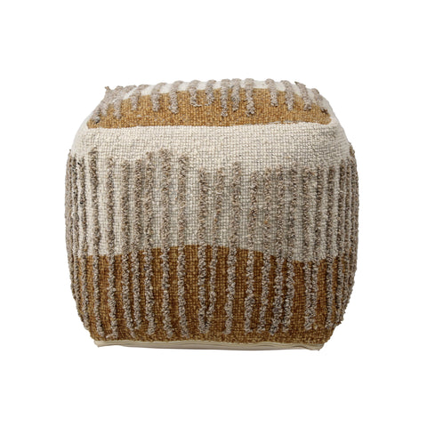 Eugene Dark Mustard and Beige Pouf