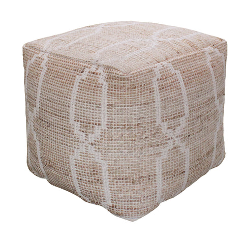 Garrette Natural and Ivory Pouf