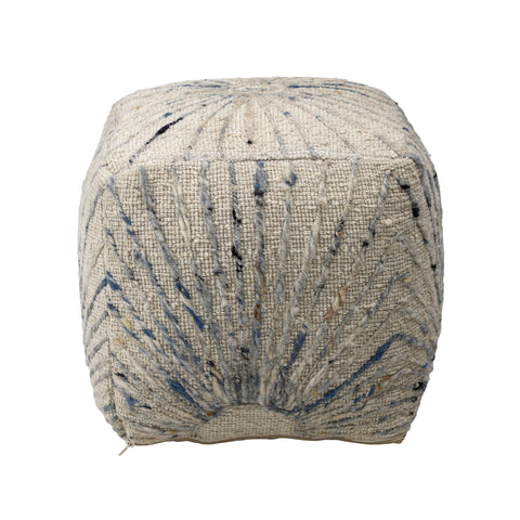 Kathleen Ivory and Blue Accents Pouf