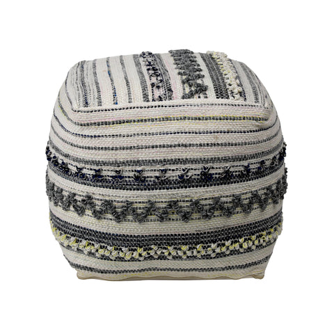 Elsie Multicolor Grey and White Outdoor Pouf
