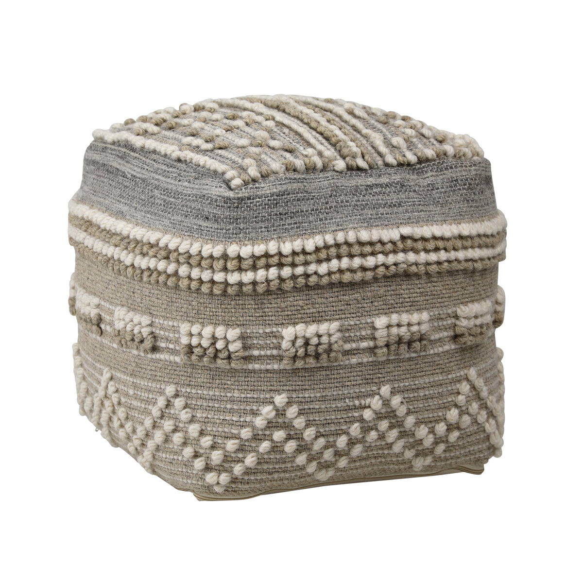 Benedict Grey, Taupe and Ivory Pouf