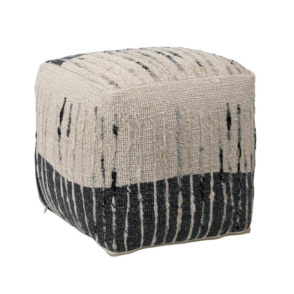Montague Ivory and Grey Pouf
