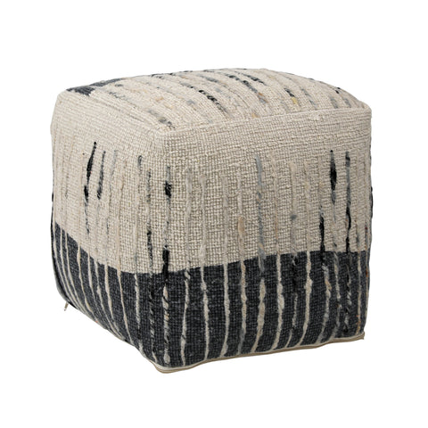 Montague Ivory and Grey Pouf