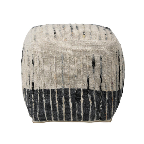 Montague Ivory and Grey Pouf