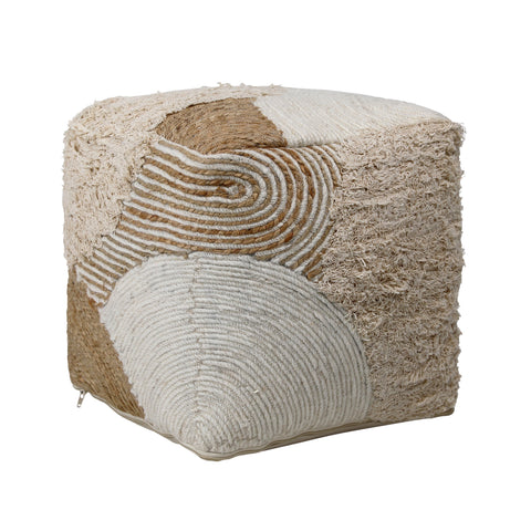 Emmeline Natural and Ivory Pouf