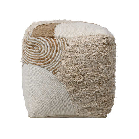 Emmeline Natural and Ivory Pouf