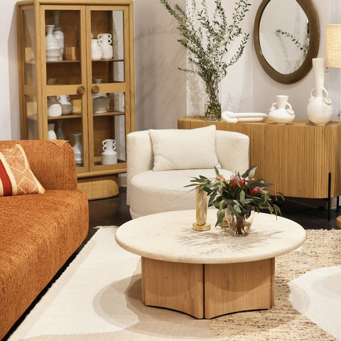 Oja Natural Wash and Cream Marble Coffee Table