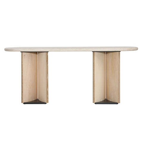 Oja Natural Wash and Cream Marble Console Table