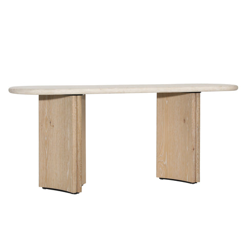 Oja Natural Wash and Cream Marble Console Table