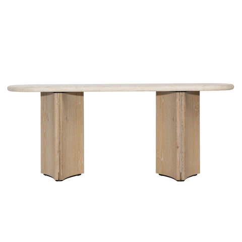 Oja Natural Wash and Cream Marble Console Table