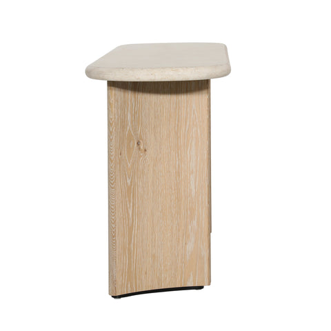 Oja Natural Wash and Cream Marble Console Table