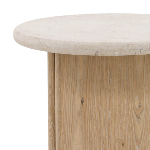 Oja Natural Wash and Cream Marble Side Table
