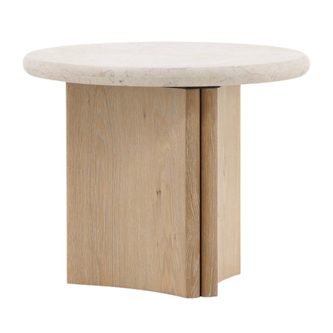 Oja Natural Wash and Cream Marble Side Table