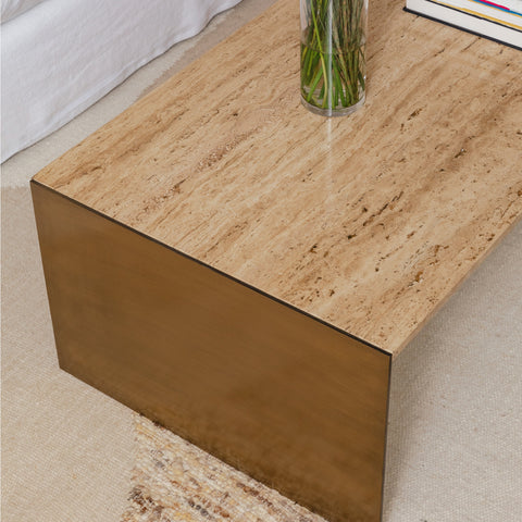 Keven Natural and Antique Brass Coffee Table