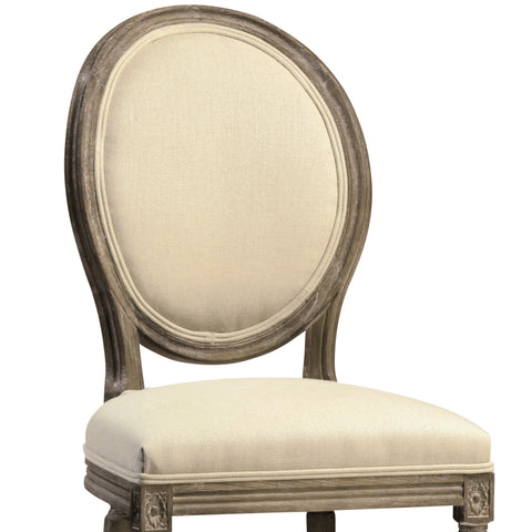 Cassis Antique Grey Wash Finish and Ivory Fabric Counter Stool