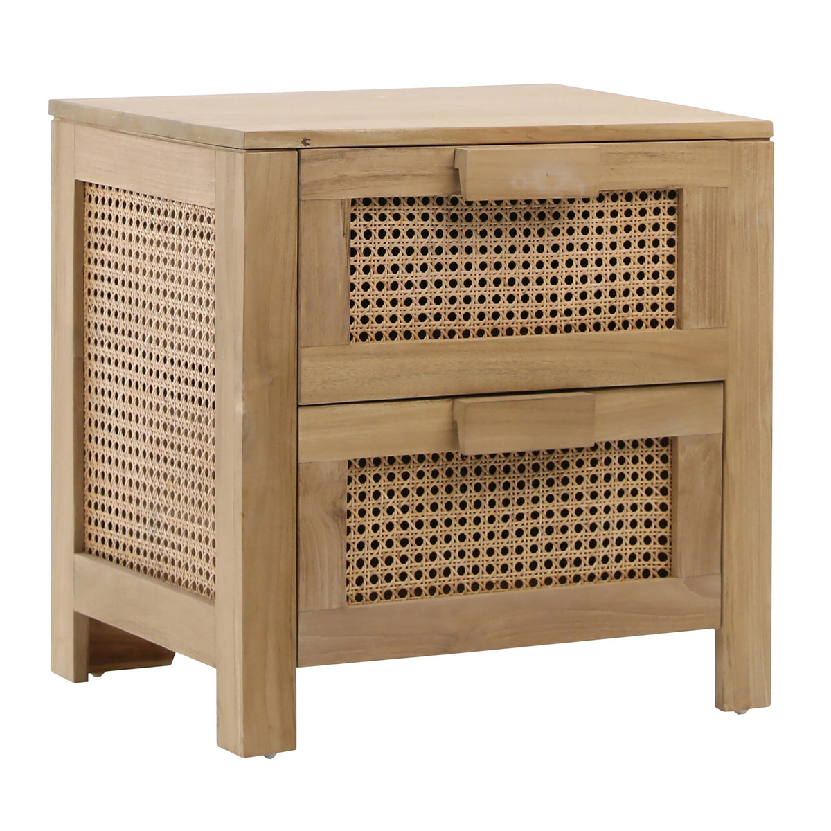 Lorraine Natural Finish Nightstand Double Drawer