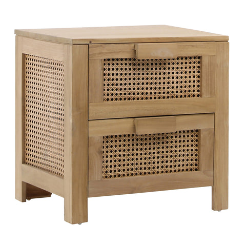 Lorraine Natural Finish Nightstand Double Drawer