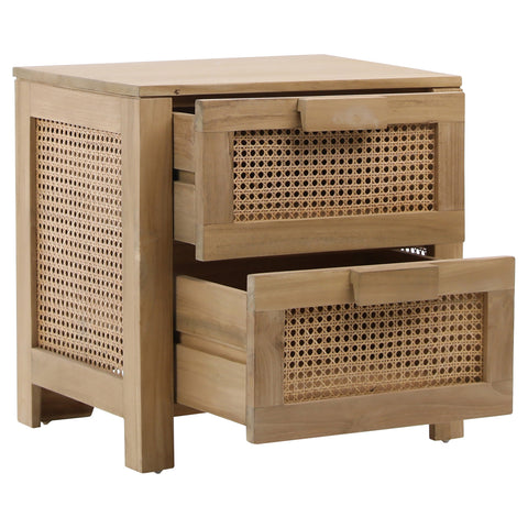 Lorraine Natural Finish Nightstand Double Drawer