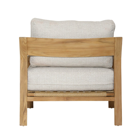 Lexy Fairfax Taupe and Natural Teak Outdoor Sofa Chair