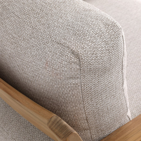 Lexy Fairfax Taupe and Natural Teak Outdoor Sofa Chair