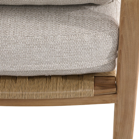 Lexy Fairfax Taupe and Natural Teak Outdoor Sofa Chair