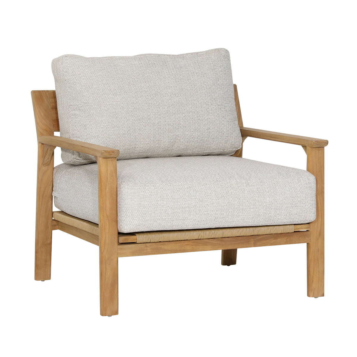 Lexy Fairfax Taupe and Natural Teak Outdoor Sofa Chair