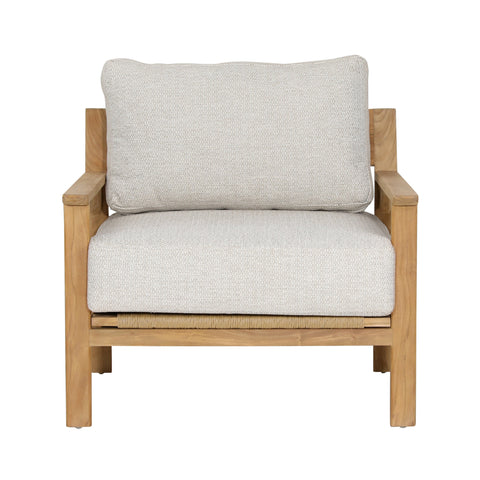 Lexy Fairfax Taupe and Natural Teak Outdoor Sofa Chair