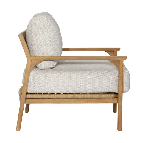 Lexy Fairfax Taupe and Natural Teak Outdoor Sofa Chair