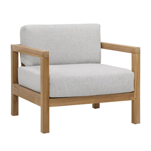 Boe Light Grey and Natural Teak Outdoor Sofa Chair