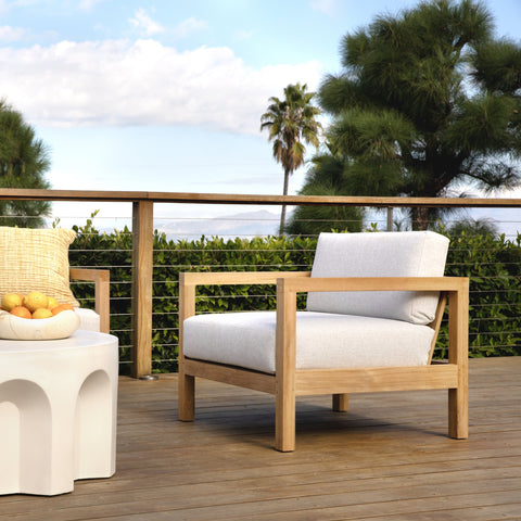 Boe Light Grey and Natural Teak Outdoor Sofa Chair