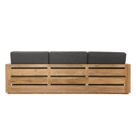 Darlene Charcoal and Natural Teak Outdoor Sofa