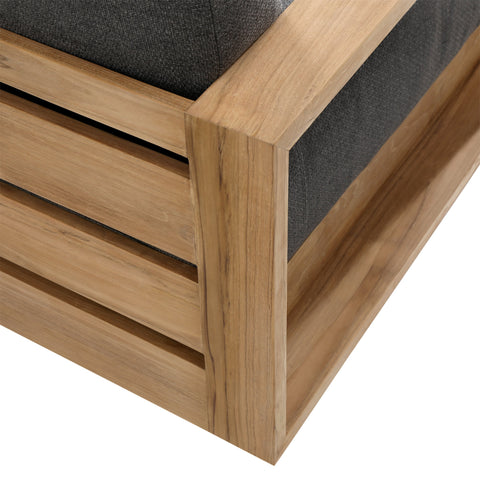 Darlene Charcoal and Natural Teak Outdoor Sofa