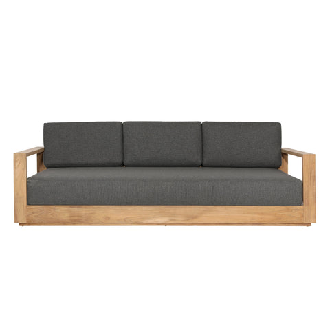 Darlene Charcoal and Natural Teak Outdoor Sofa