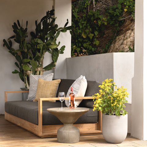 Darlene Charcoal and Natural Teak Outdoor Sofa