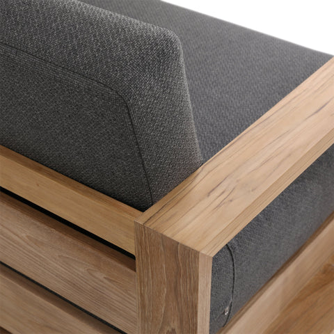 Darlene Charcoal and Natural Teak Outdoor Sofa Chair