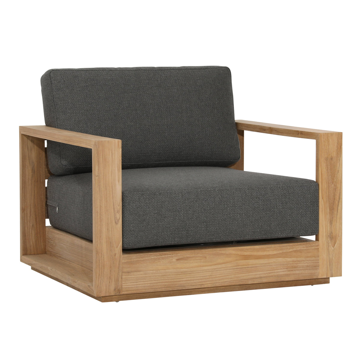Darlene Charcoal and Natural Teak Outdoor Sofa Chair