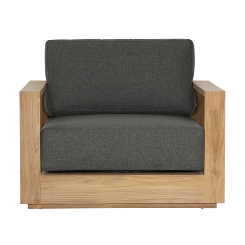Darlene Charcoal and Natural Teak Outdoor Sofa Chair