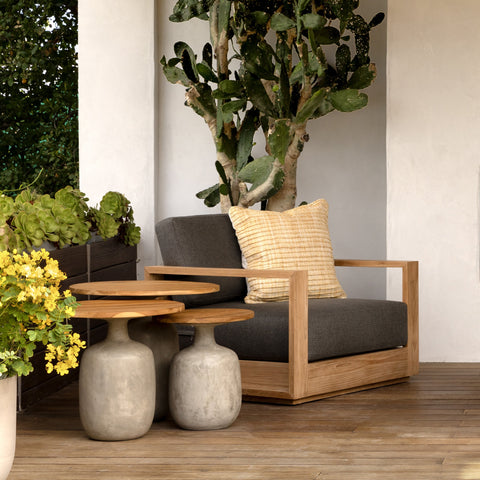Darlene Charcoal and Natural Teak Outdoor Sofa Chair