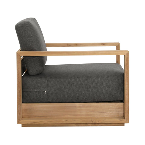 Darlene Charcoal and Natural Teak Outdoor Sofa Chair