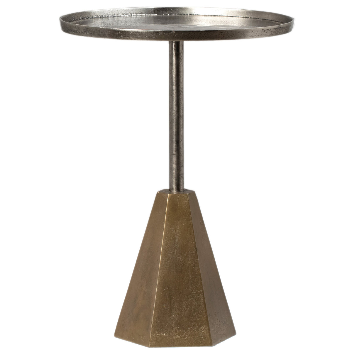 Benford Raw Nickel and Antique Brass Finish Side Table