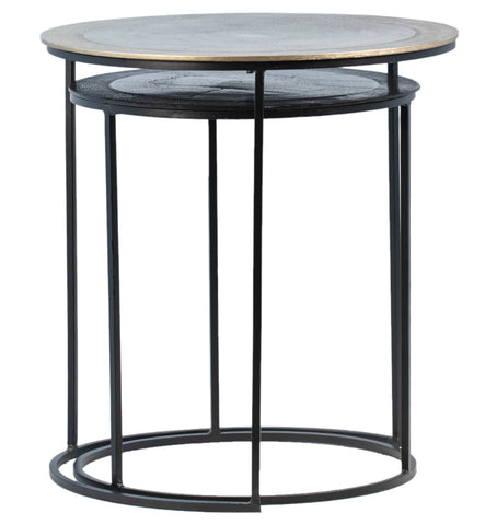 Azure Black and Antique Brass Finish Nesting Tables