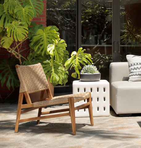 Decker White Finish Outdoor Side Table