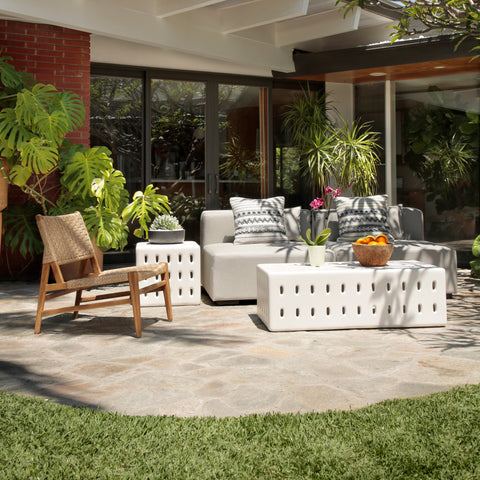 Decker White Finish Outdoor Coffee Table