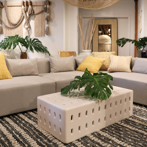 Decker White Finish Outdoor Coffee Table