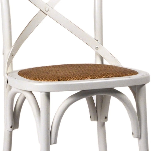 Gaston Antique White and Natural Rattan Finish Dining Chair
