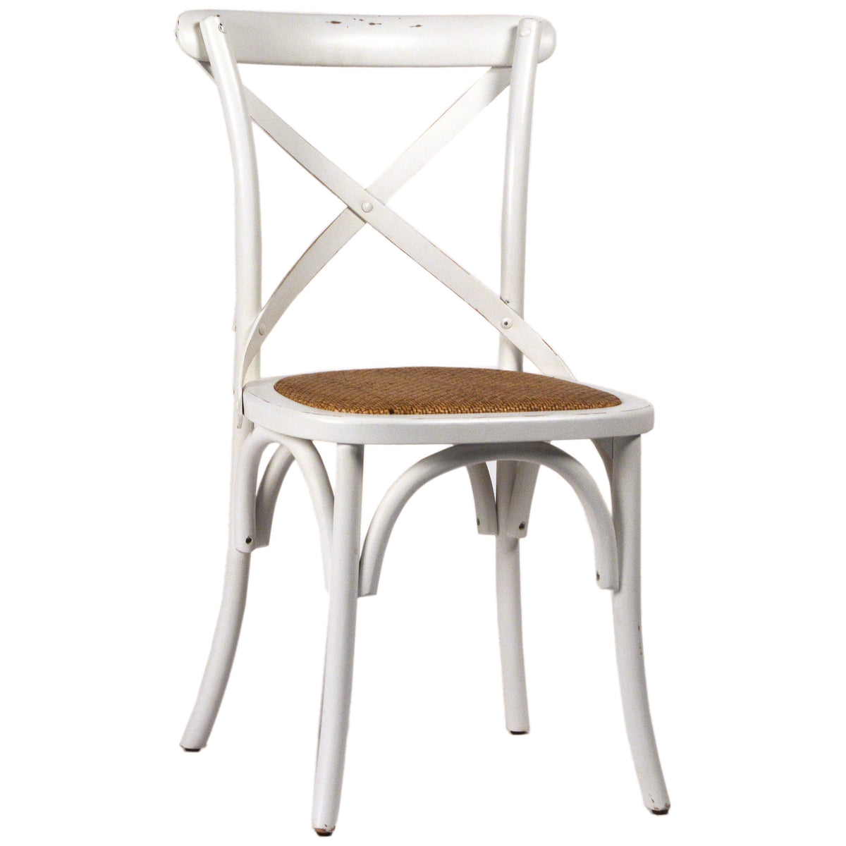 Gaston Antique White and Natural Rattan Finish Dining Chair